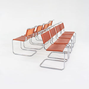 1960s Set of Eight Marcel Breuer for Thonet Side Chairs in New Chestnut Saddle Leather