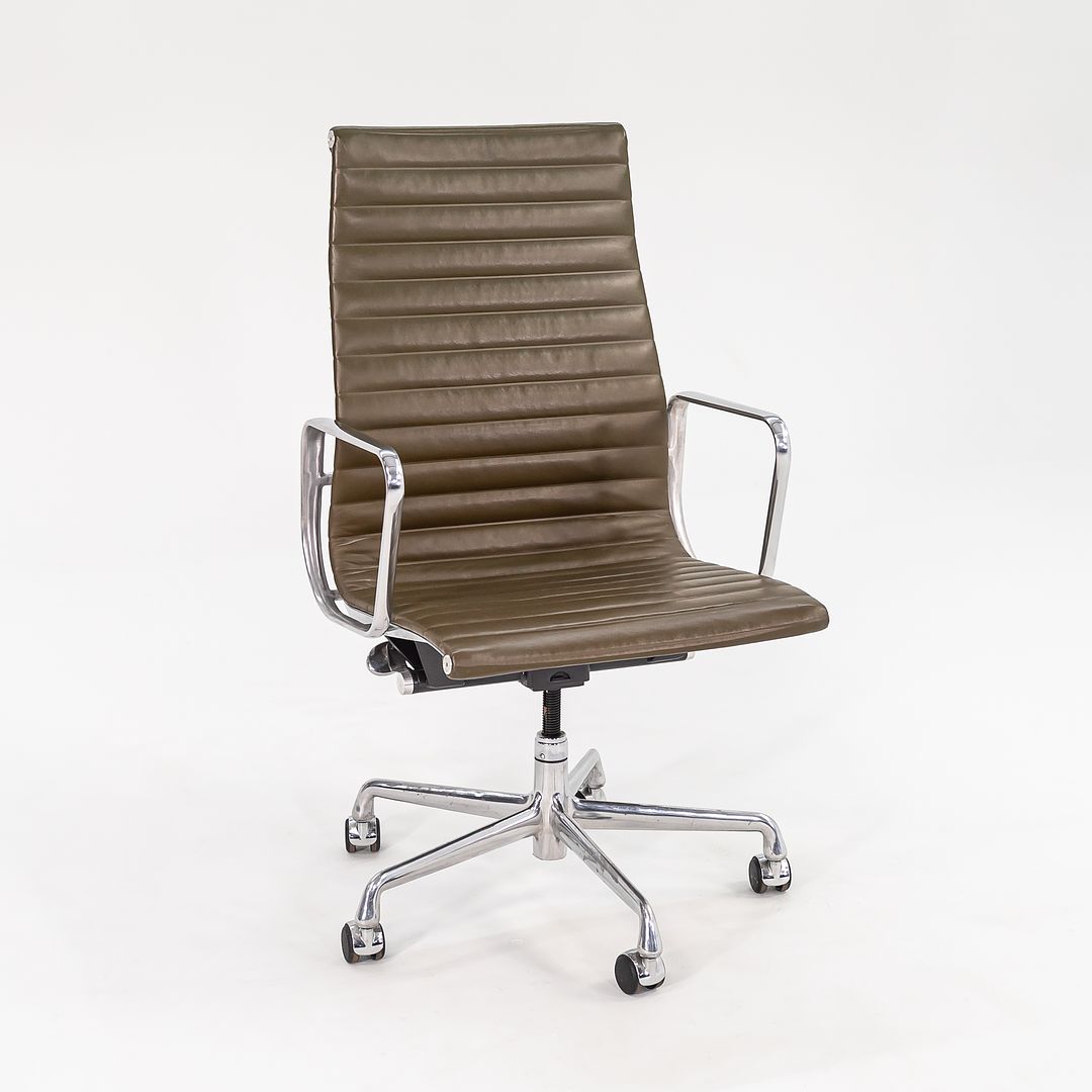 2005 Aluminum Group Executive Desk Chair by Charles and Ray Eames for Herman Miller in Dark Green Leather 7x Available