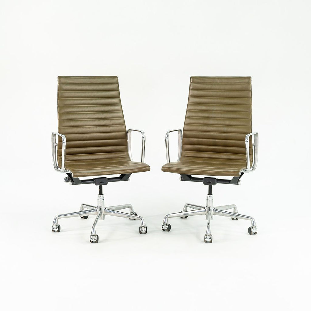 2005 Aluminum Group Executive Desk Chair by Charles and Ray Eames for Herman Miller in Dark Green Leather 7x Available