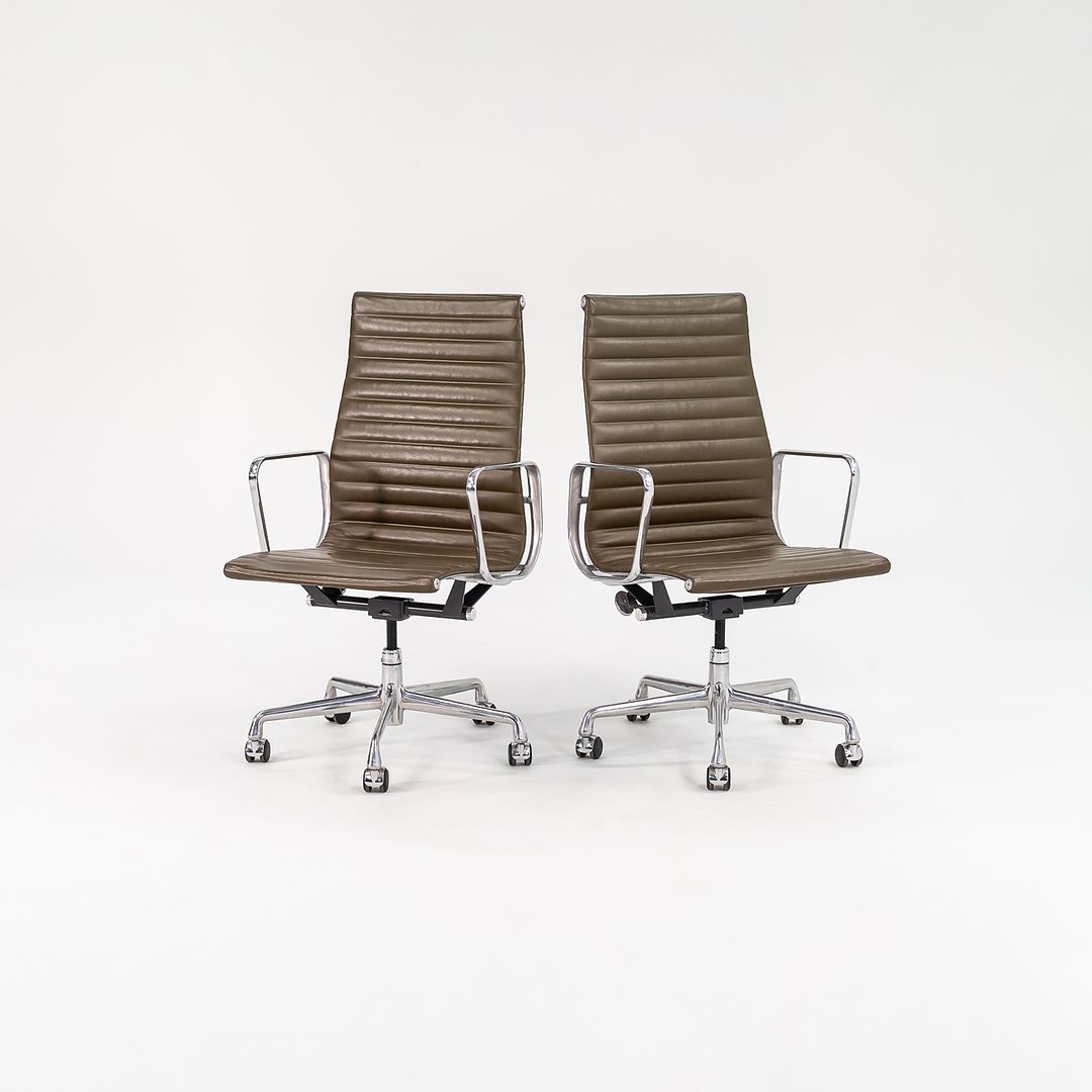 2005 Aluminum Group Executive Desk Chair by Charles and Ray Eames for Herman Miller in Dark Green Leather 7x Available