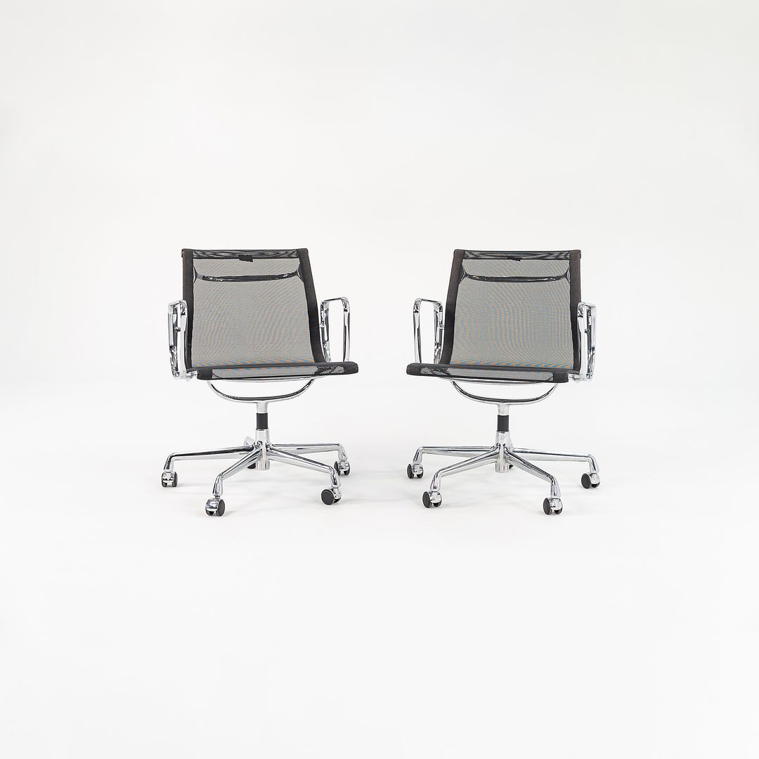 SOLD 2000s Eames Vitra Black Mesh Aluminum Group Management Desk Chair w/ Fixed Bases 2x Available