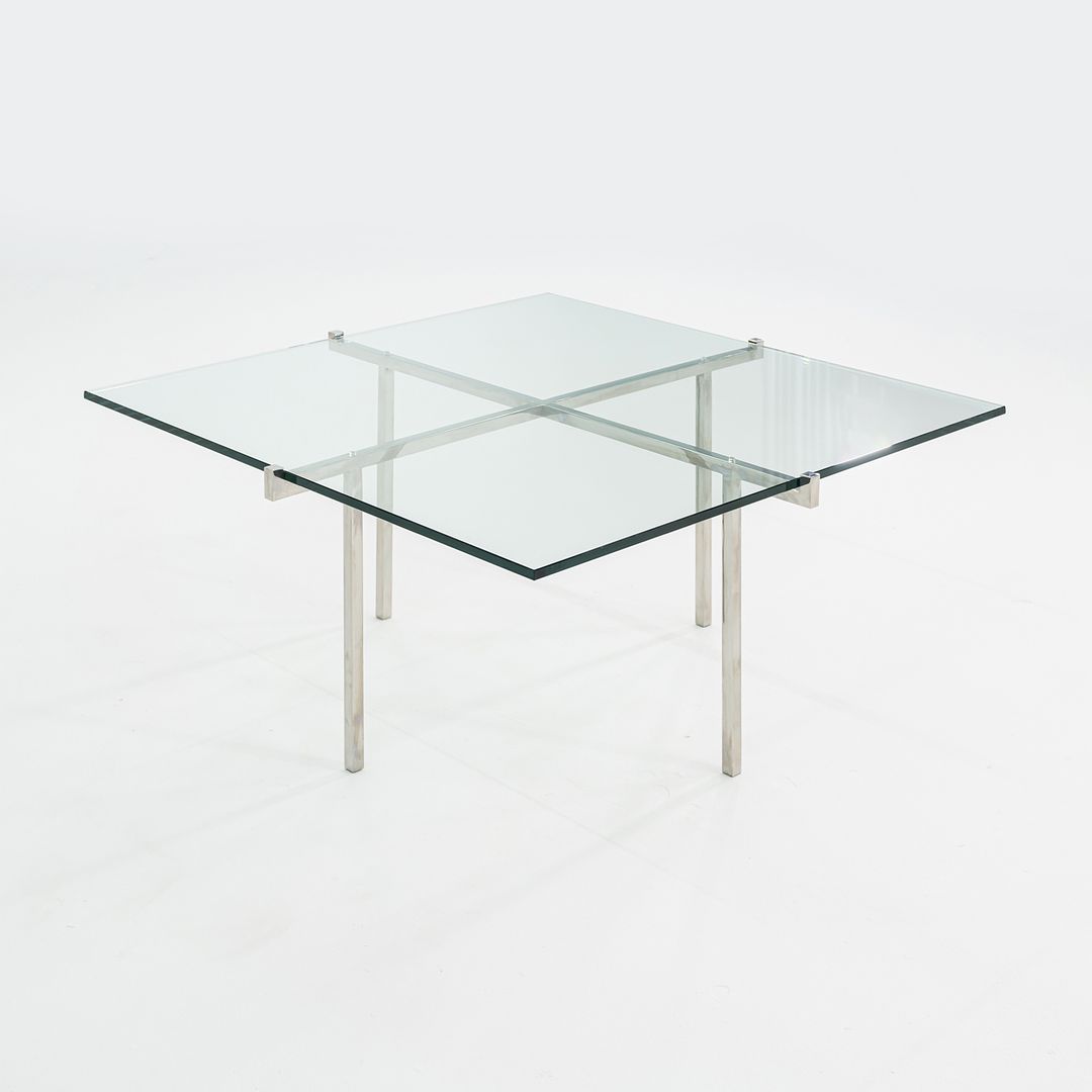 C. 1960s Treitel Gratz Polished Stainless Steel Coffee Table with Thick Glass Top