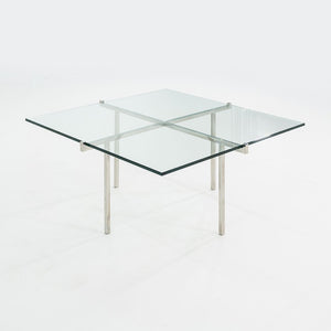 C. 1960s Treitel Gratz Polished Stainless Steel Coffee Table with Thick Glass Top