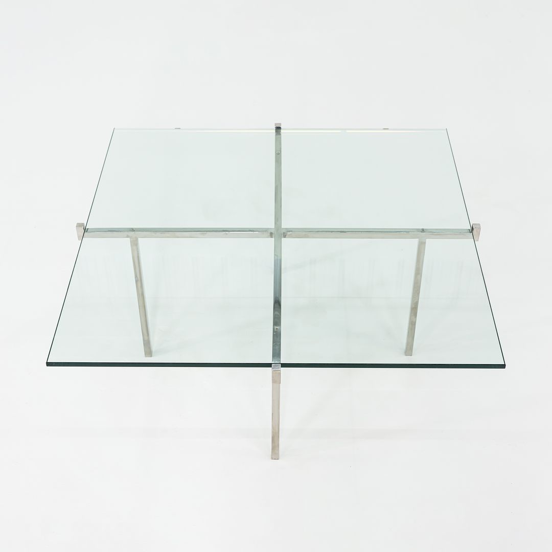 C. 1960s Treitel Gratz Polished Stainless Steel Coffee Table with Thick Glass Top