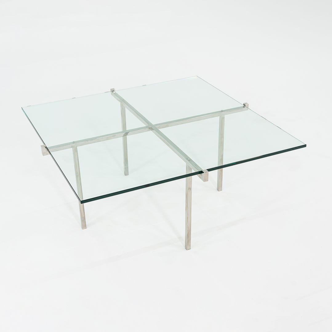 C. 1960s Treitel Gratz Polished Stainless Steel Coffee Table with Thick Glass Top