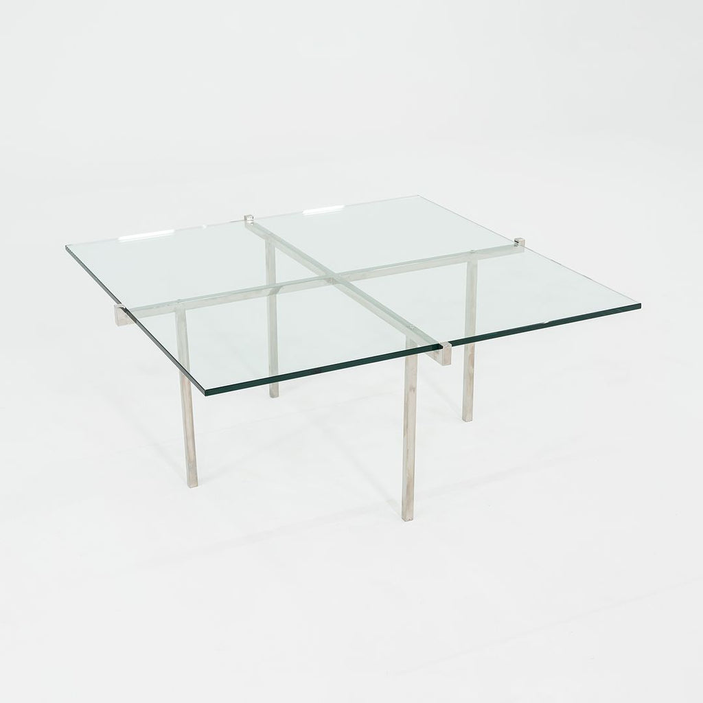 C. 1960s Treitel Gratz Polished Stainless Steel Coffee Table with Thick Glass Top