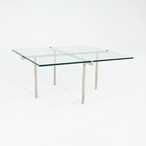 C. 1960s Treitel Gratz Polished Stainless Steel Coffee Table with Thick Glass Top