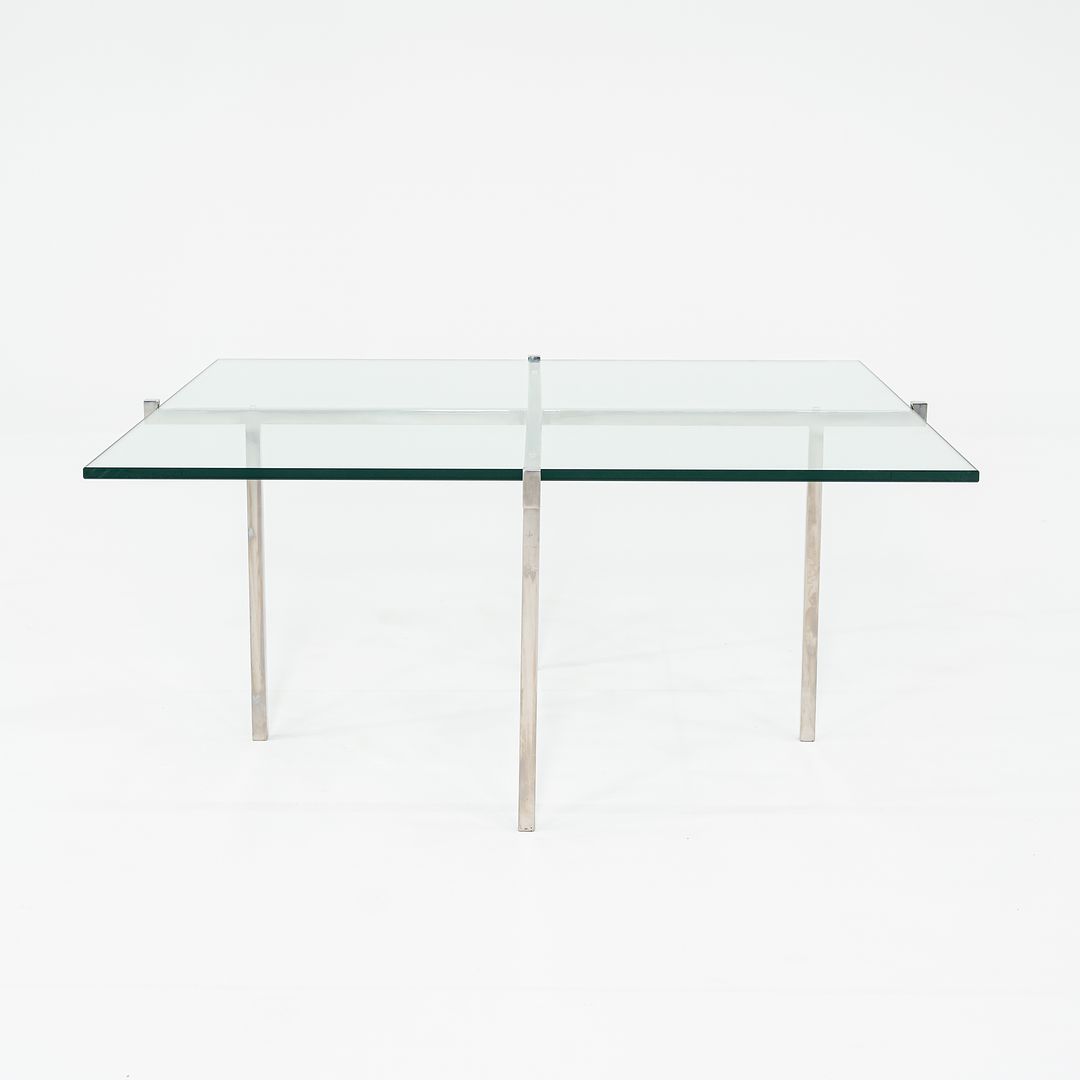 C. 1960s Treitel Gratz Polished Stainless Steel Coffee Table with Thick Glass Top