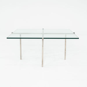 C. 1960s Treitel Gratz Polished Stainless Steel Coffee Table with Thick Glass Top