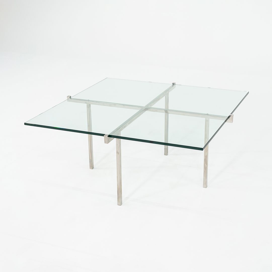 C. 1960s Treitel Gratz Polished Stainless Steel Coffee Table with Thick Glass Top