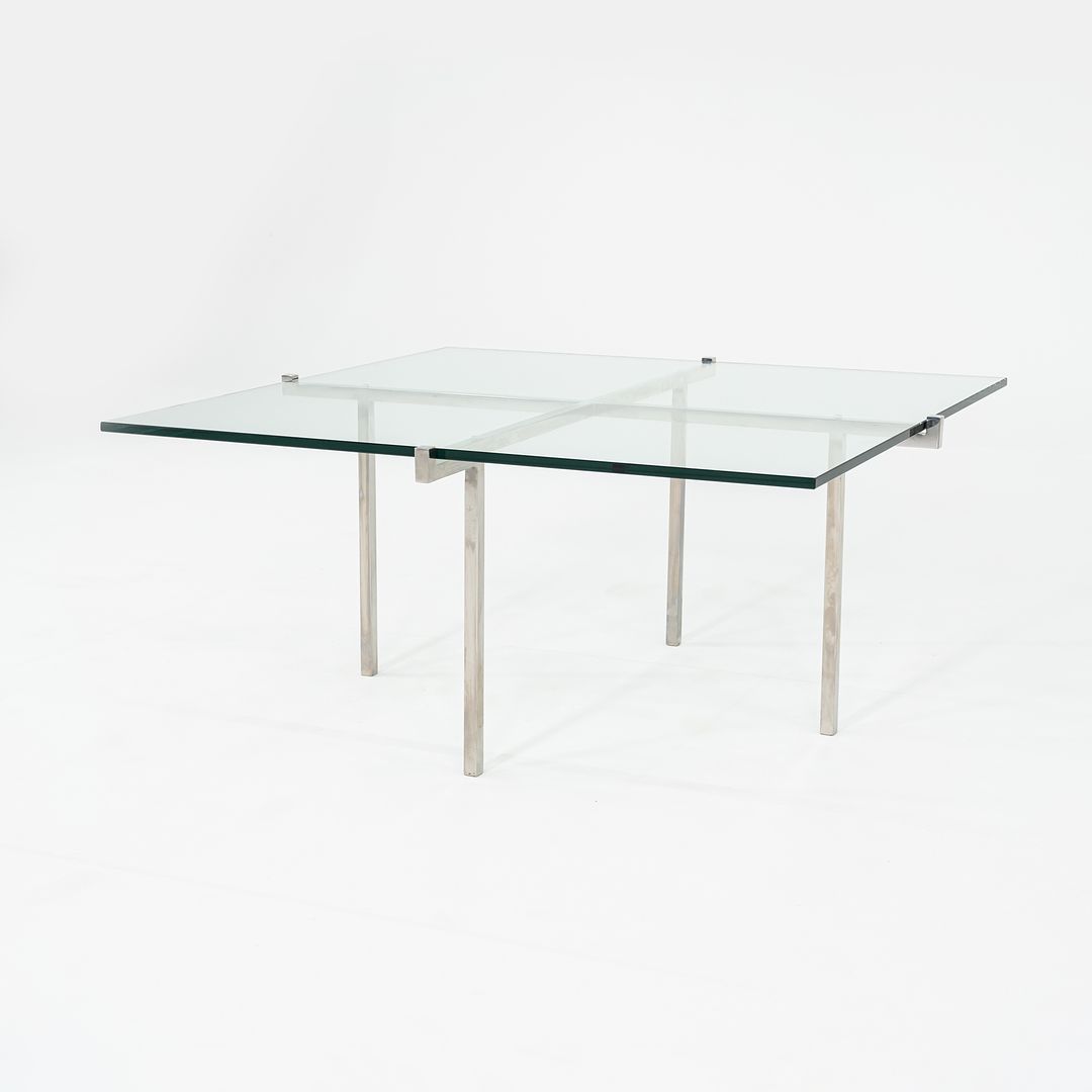 C. 1960s Treitel Gratz Polished Stainless Steel Coffee Table with Thick Glass Top