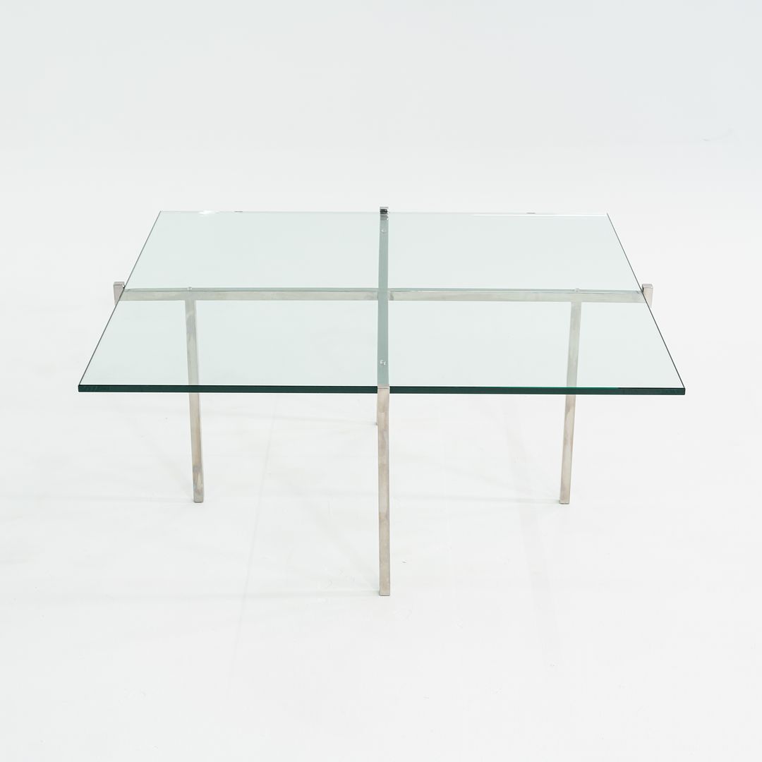 C. 1960s Treitel Gratz Polished Stainless Steel Coffee Table with Thick Glass Top