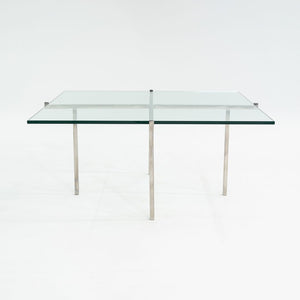 C. 1960s Treitel Gratz Polished Stainless Steel Coffee Table with Thick Glass Top