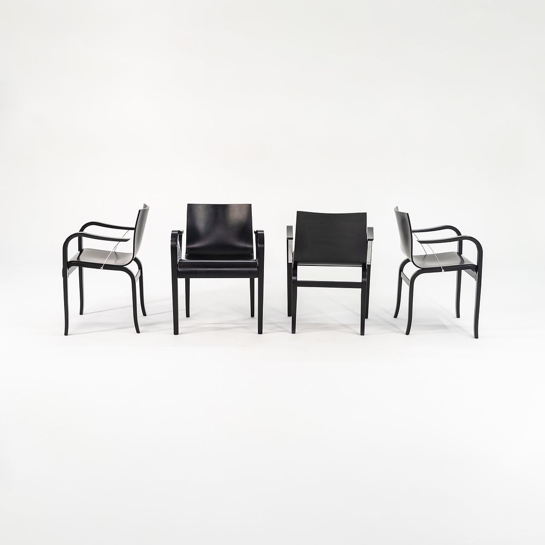 1989 Set of Four Ginotta Dining Chairs by Enrico Franzolini for Crassevig / Knoll in Ebonized Wood