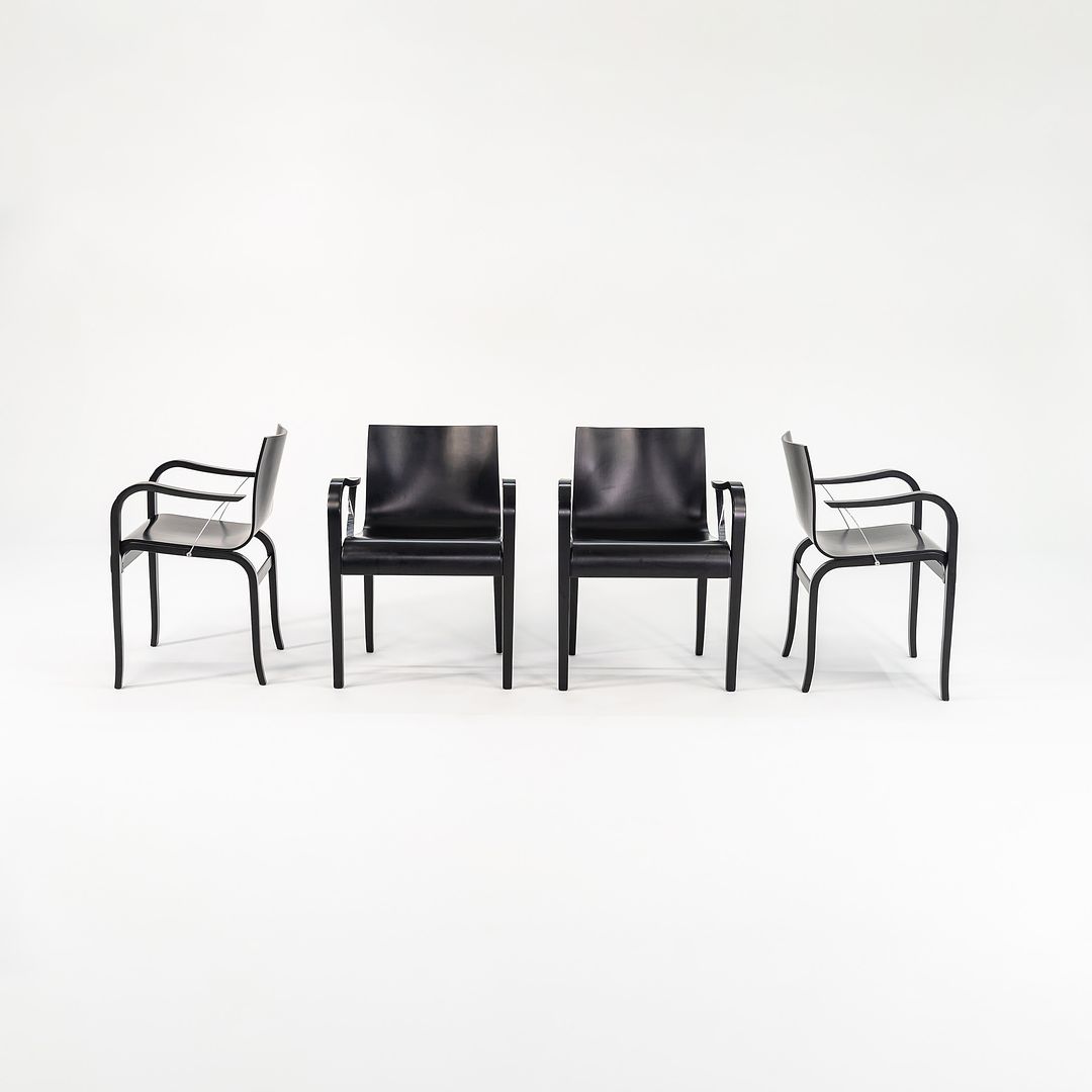 1989 Set of Four Ginotta Dining Chairs by Enrico Franzolini for Crassevig / Knoll in Ebonized Wood