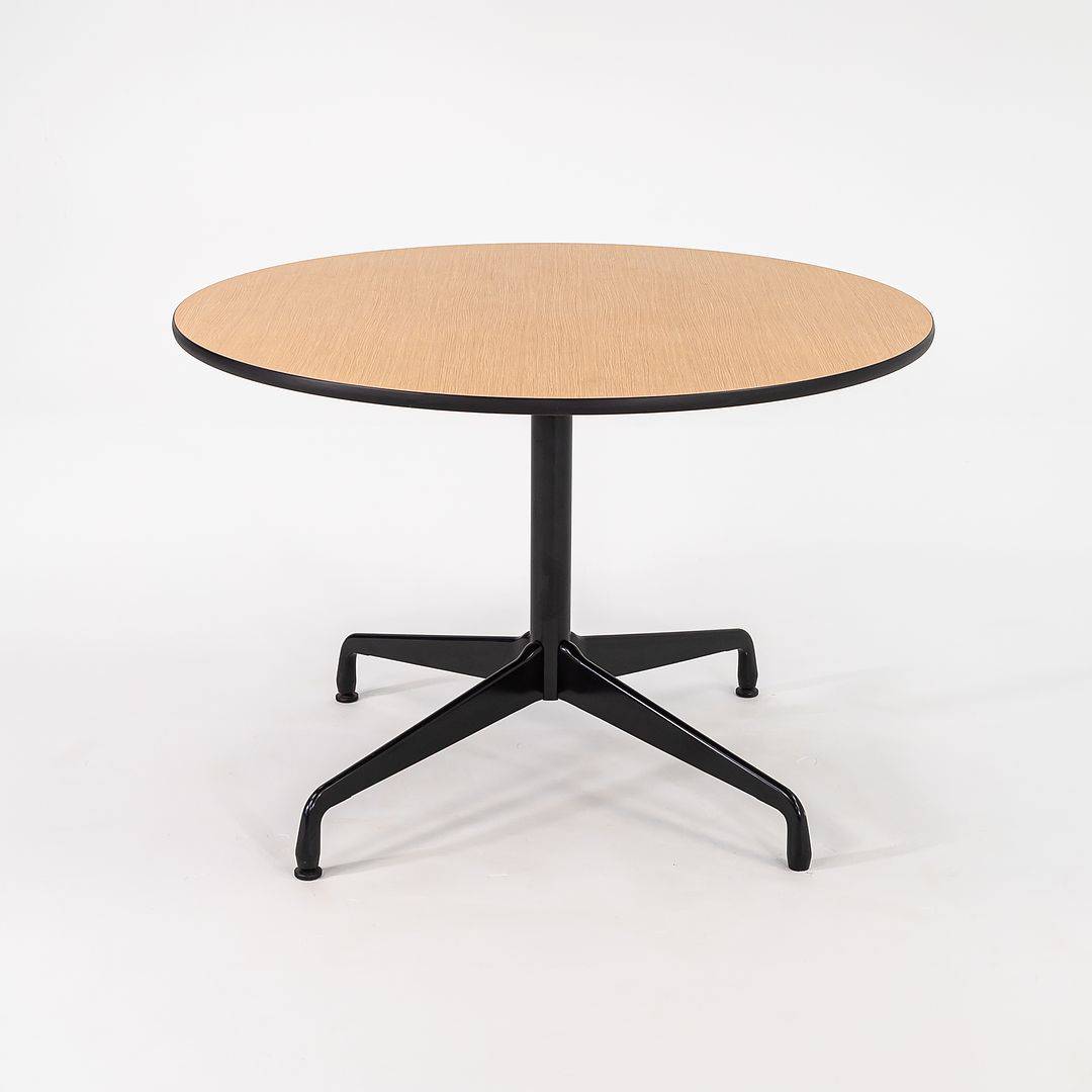 2011 Herman Miller Eames Contract Dining / Cafe Table with 42 inch Round Faux Oak Top 3x Available