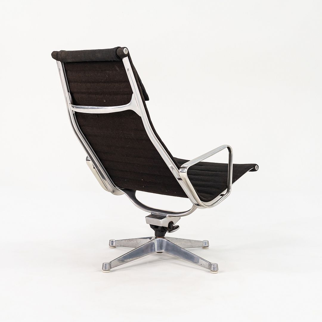 1960s Aluminum Group Lounge Chair and Ottoman, EA125 and EA124 by Charles and Ray Eames for Herman Miller in Black Fabric