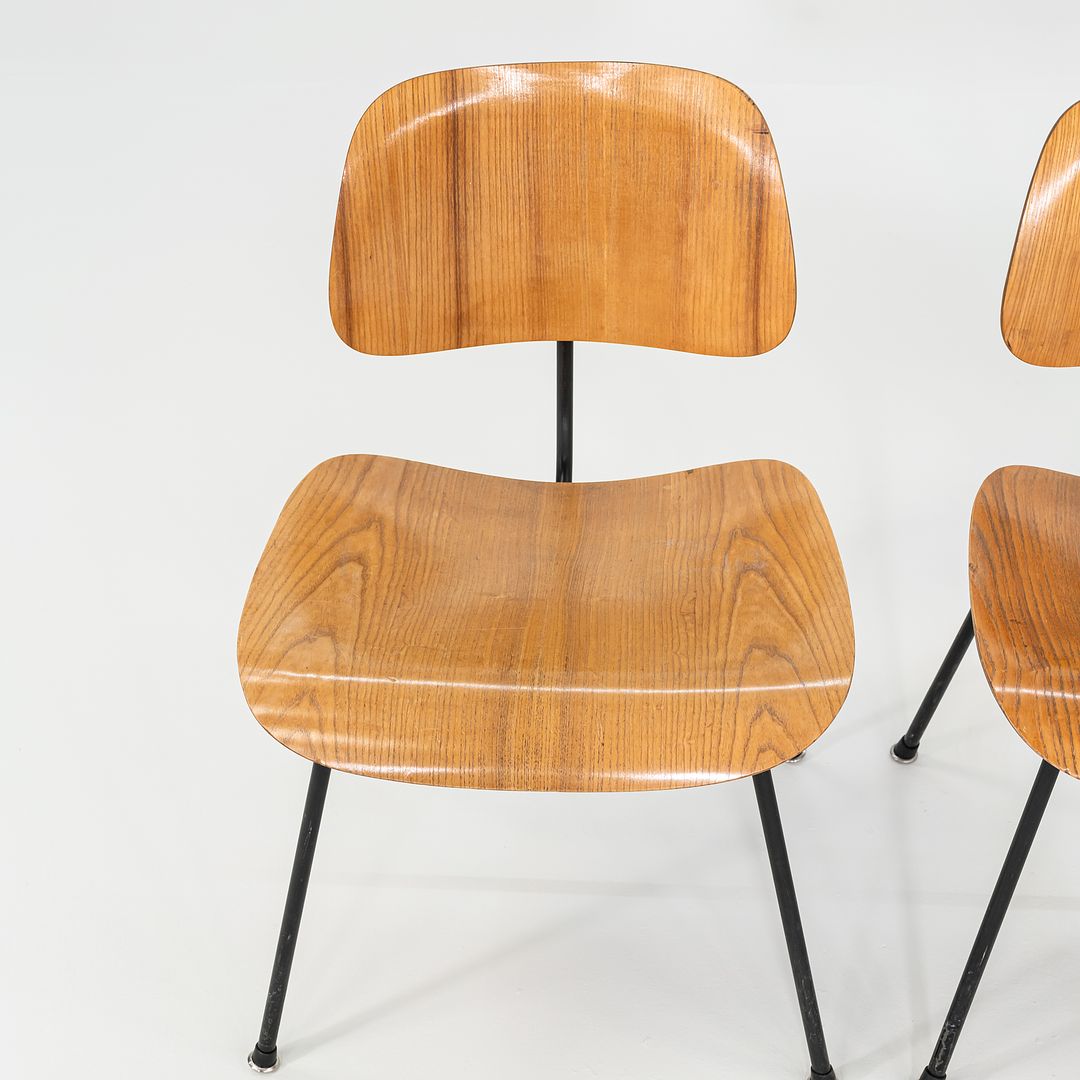 C. 1954 Set of Four Herman Miller Eames DCM Dining Chairs in Calico Ash