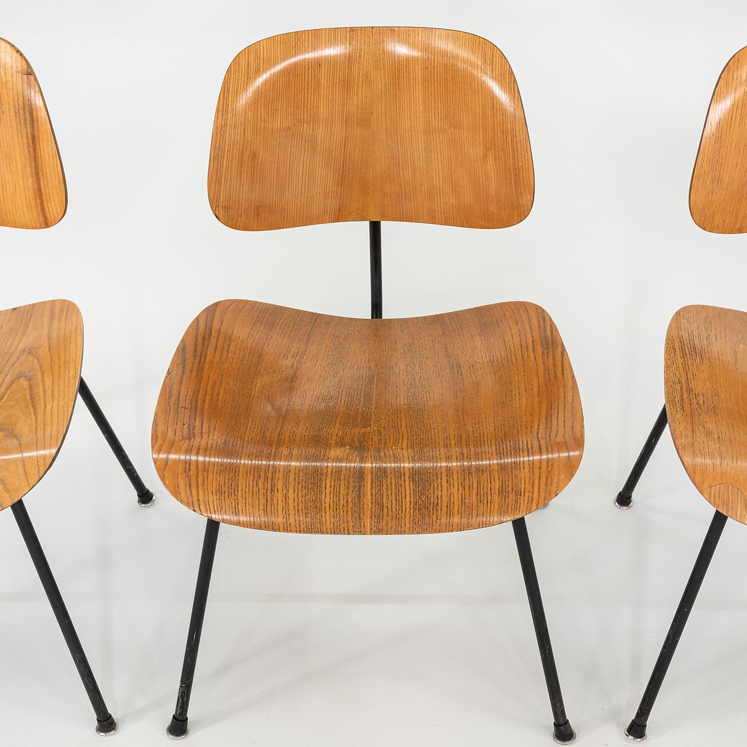 C. 1954 Set of Four Herman Miller Eames DCM Dining Chairs in Calico Ash