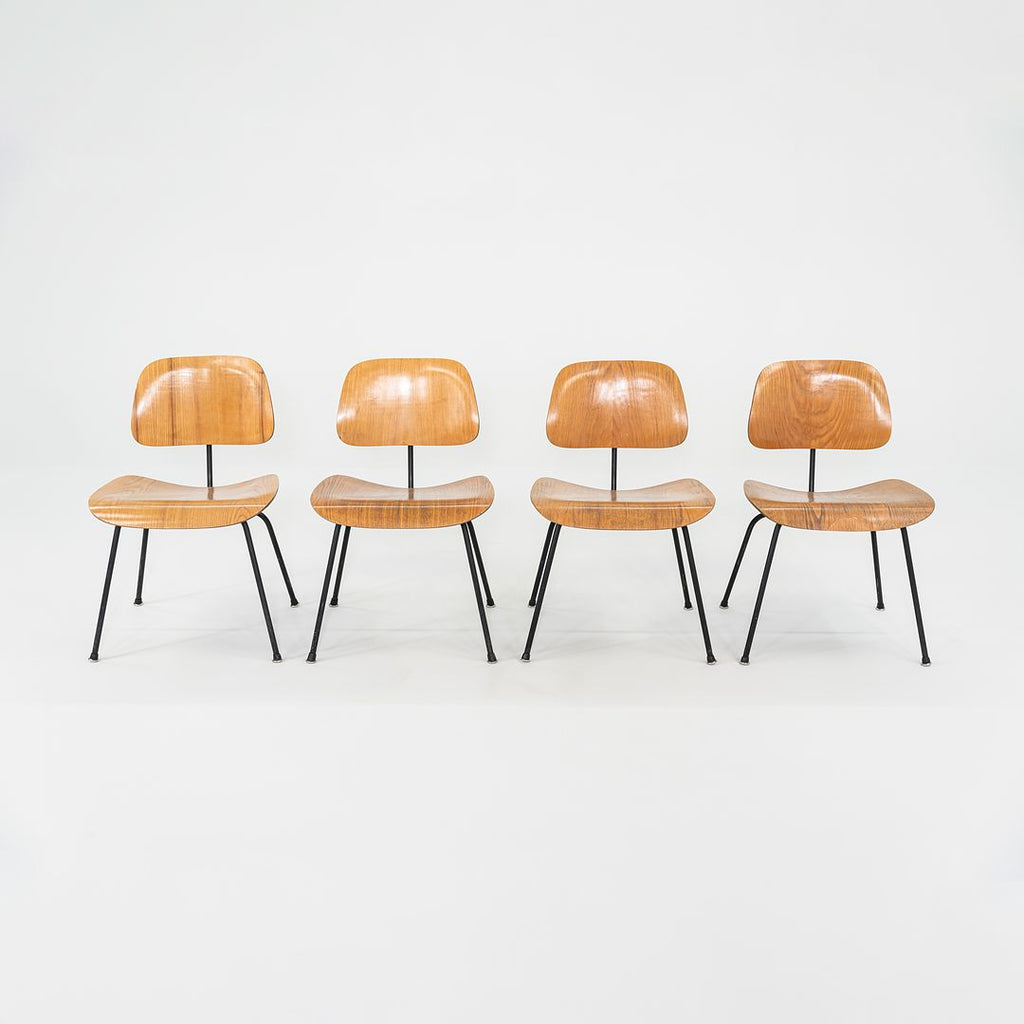 C. 1954 Set of Four Herman Miller Eames DCM Dining Chairs in Calico Ash