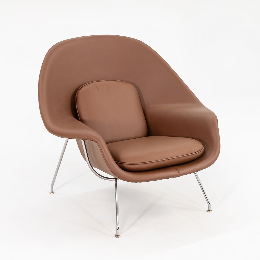 1980s Knoll Womb Chair And Ottoman, Models 70L and 74Y, by Eero Saarinen For Knoll with New Brown Leather Upholstery