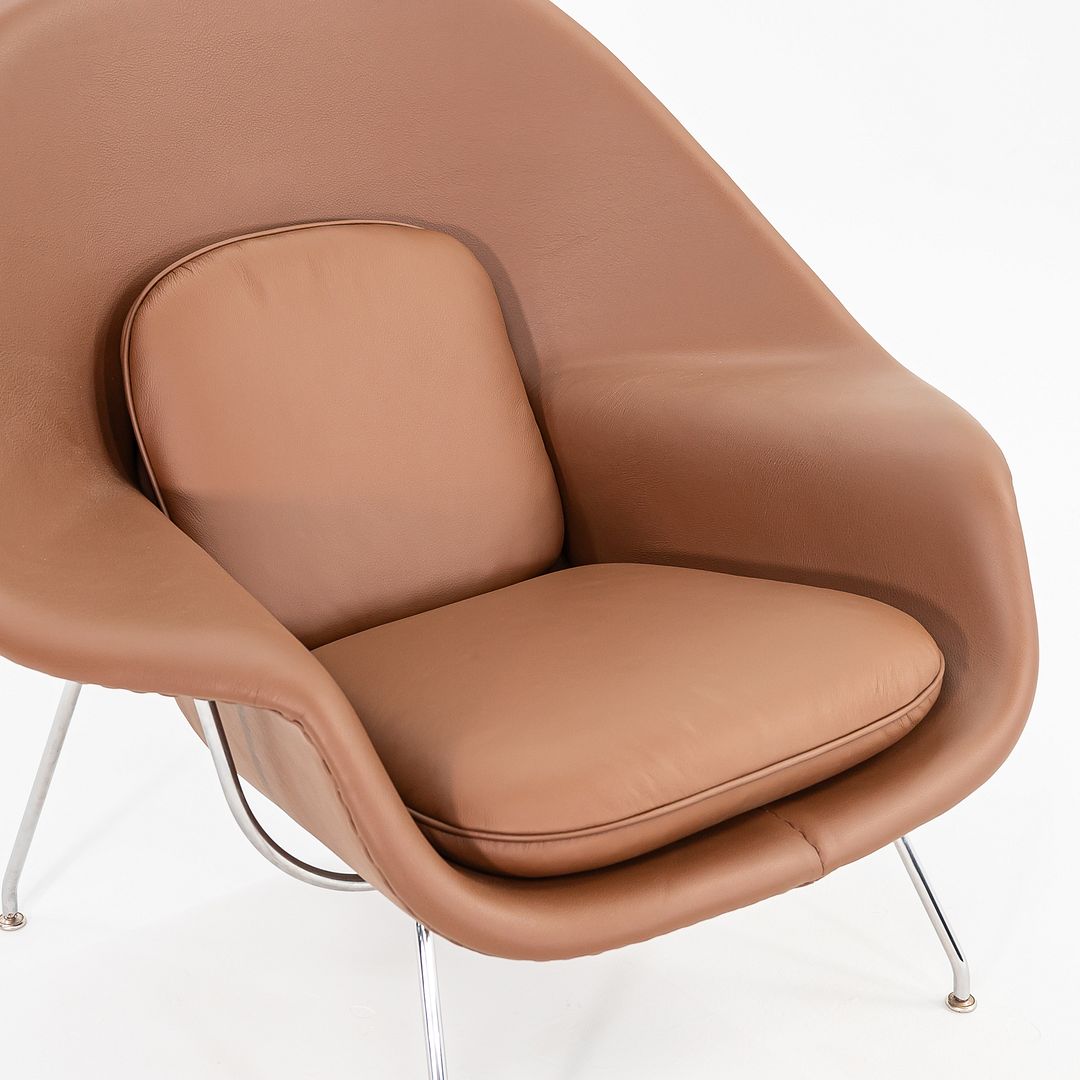 1980s Knoll Womb Chair And Ottoman, Models 70L and 74Y, by Eero Saarinen For Knoll with New Brown Leather Upholstery