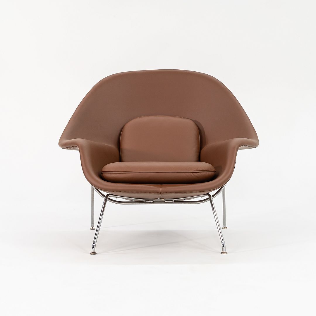 1980s Knoll Womb Chair And Ottoman, Models 70L and 74Y, by Eero Saarinen For Knoll with New Brown Leather Upholstery