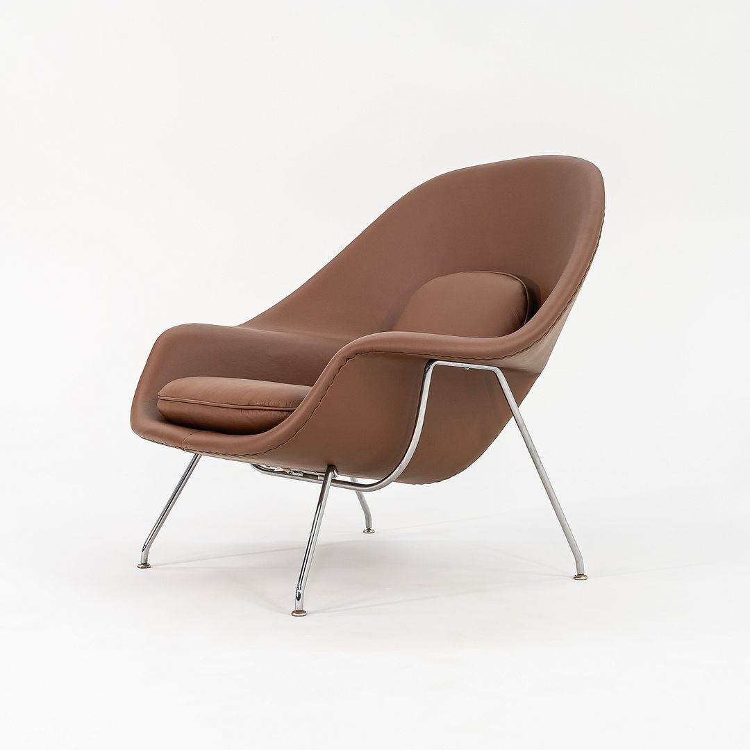 1980s Knoll Womb Chair And Ottoman, Models 70L and 74Y, by Eero Saarinen For Knoll with New Brown Leather Upholstery