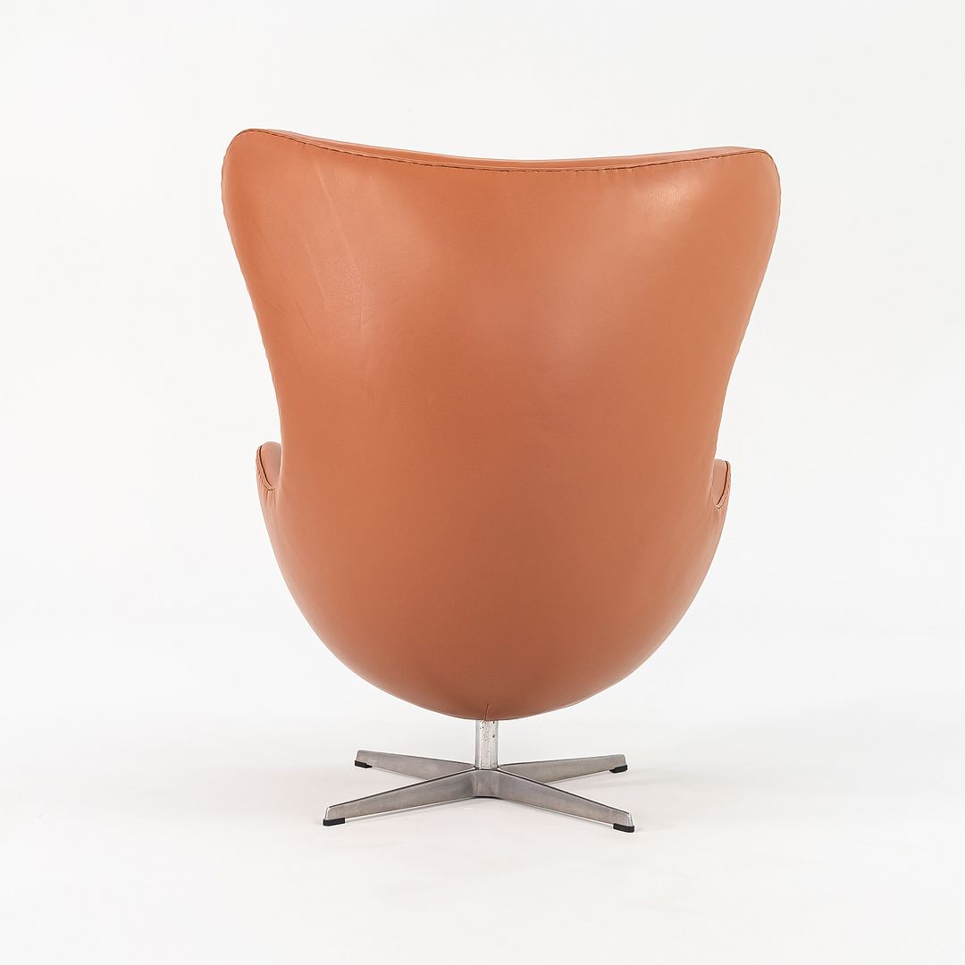 1990s Egg Lounge Chair and Ottoman by Arne Jacobsen for Fritz Hansen in New Cognac Leather