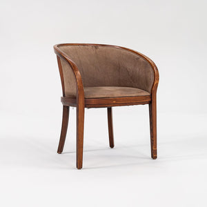 1980s Yoke Dining Arm Chair by Ward Bennett for Brickel Associates in Brown Suede and Oak