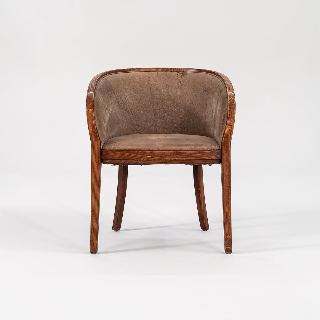 1980s Yoke Dining Arm Chair by Ward Bennett for Brickel Associates in Brown Suede and Oak