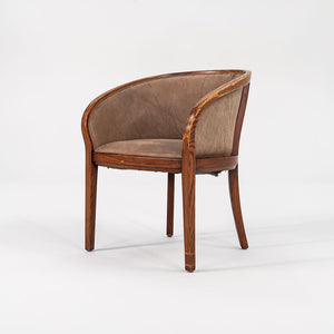 1980s Yoke Dining Arm Chair by Ward Bennett for Brickel Associates in Brown Suede and Oak