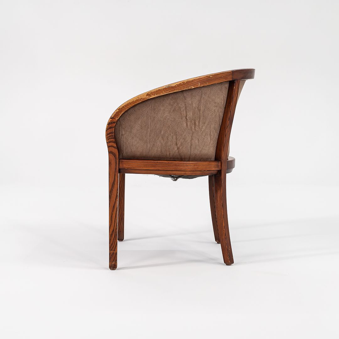 1980s Yoke Dining Arm Chair by Ward Bennett for Brickel Associates in Brown Suede and Oak