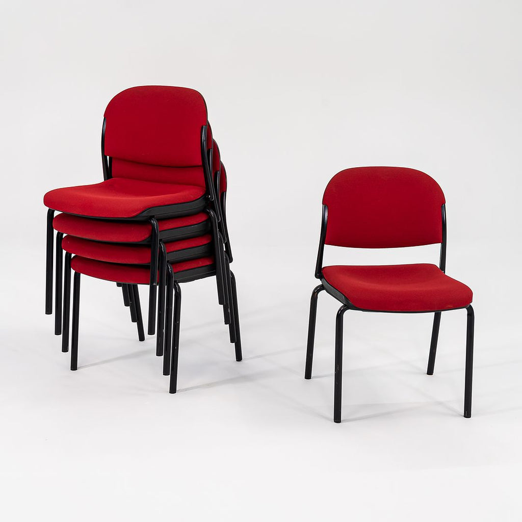 1985 Torsion Stacking Upholstered Side / Dining Chair by Giancarlo Piretti for Krueger International in Red Fabric