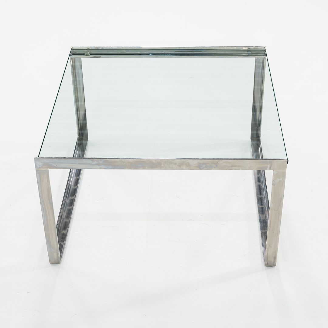 C. 2010 Shelton Mindel for Knoll SM Coffee Side Table in Polished Stainless Steel with 24" Glass Top, 3x Available