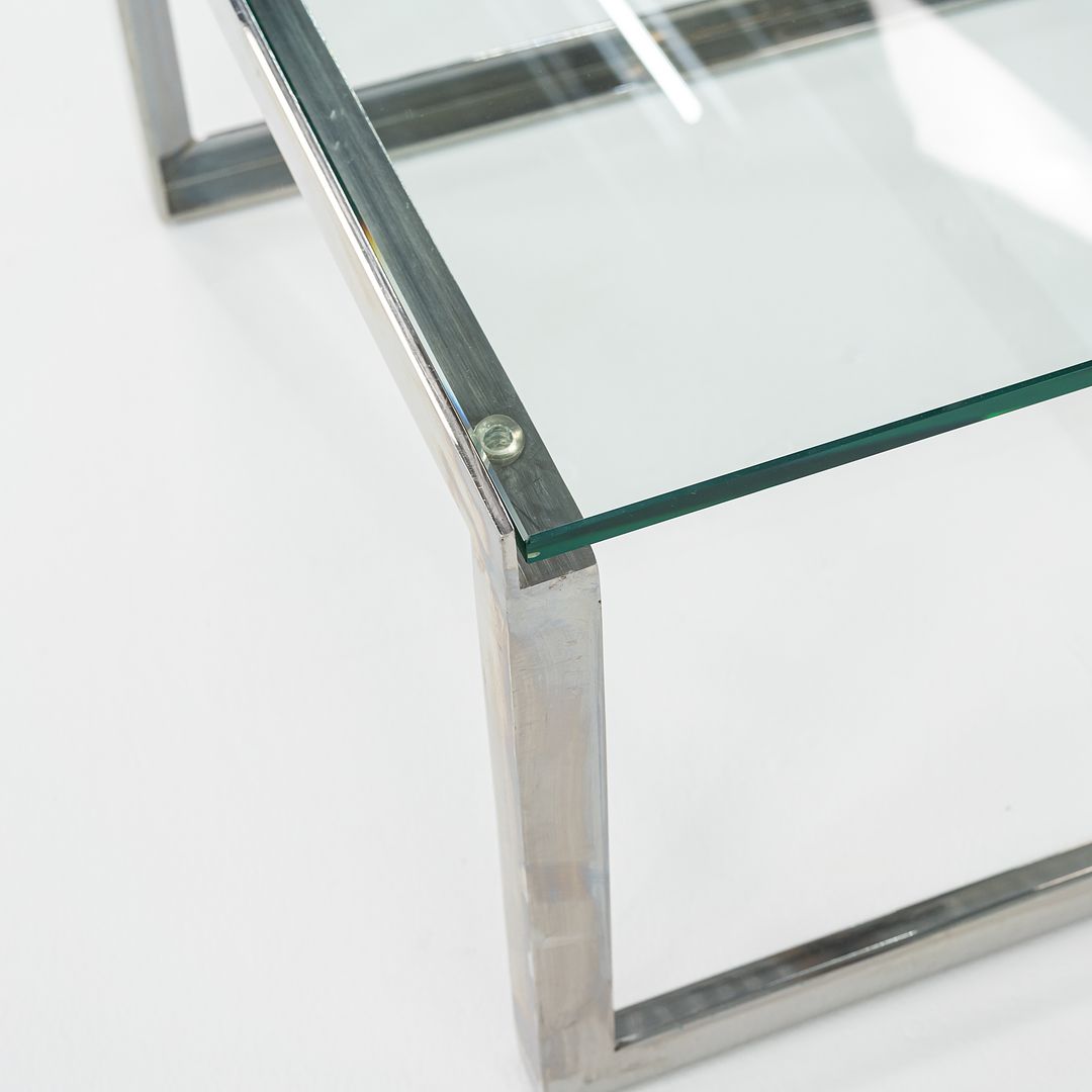 C. 2010 Shelton Mindel for Knoll SM Coffee Side Table in Polished Stainless Steel with 24" Glass Top, 3x Available