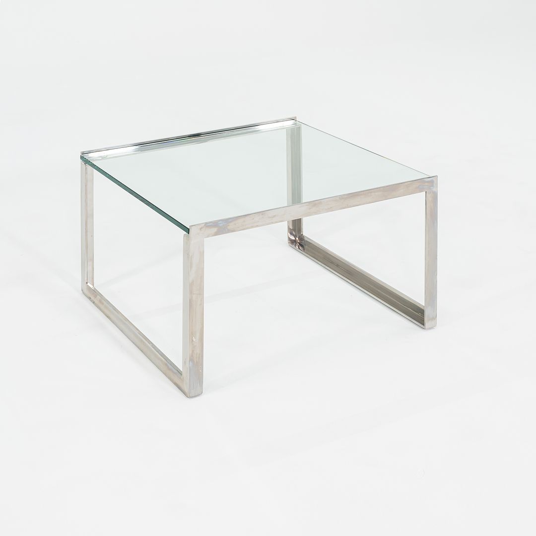 C. 2010 Shelton Mindel for Knoll SM Coffee Side Table in Polished Stainless Steel with 24" Glass Top, 3x Available