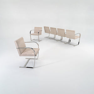 1984 Set of Six Brno Arm Dining Chair, Model 255 by Mies van der Rohe for Knoll in Fabric