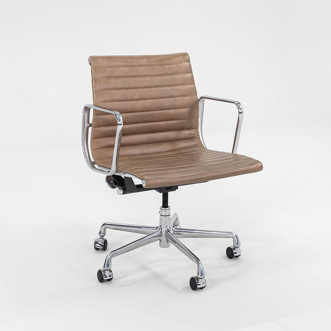 2009 Aluminum Group Management Desk Chair by Charles and Ray Eames for Herman Miller in Dark Tan Special Leather 12+ Available