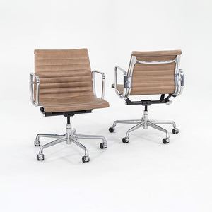 2009 Aluminum Group Management Desk Chair by Charles and Ray Eames for Herman Miller in Dark Tan Special Leather 12+ Available