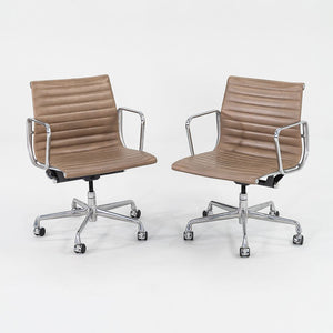 2009 Aluminum Group Management Desk Chair by Charles and Ray Eames for Herman Miller in Dark Tan Special Leather 12+ Available