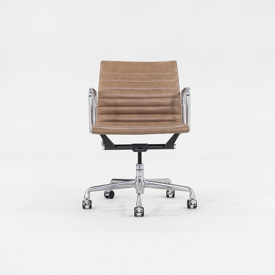 2009 Aluminum Group Management Desk Chair by Charles and Ray Eames for Herman Miller in Dark Tan Special Leather 12+ Available