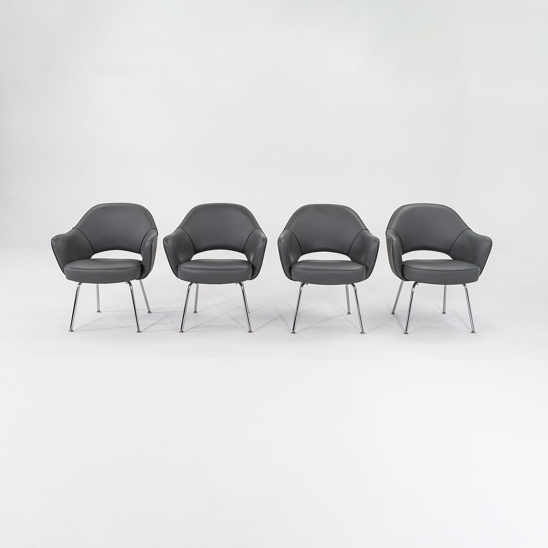 2009 Saarinen Executive Dining Chair, Model 71 APC by Eero Saarinen for Knoll in Grey Vinyl 4x Available