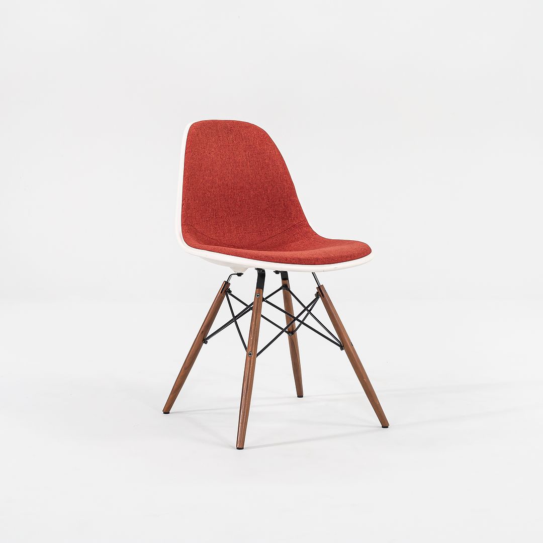 2016 DSW Side Chair with Dowel Base by Ray and Charles Eames for Herman Miller in Red/Orange Fabric 3x Available