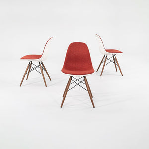 2016 DSW Side Chair with Dowel Base by Ray and Charles Eames for Herman Miller in Red/Orange Fabric 3x Available