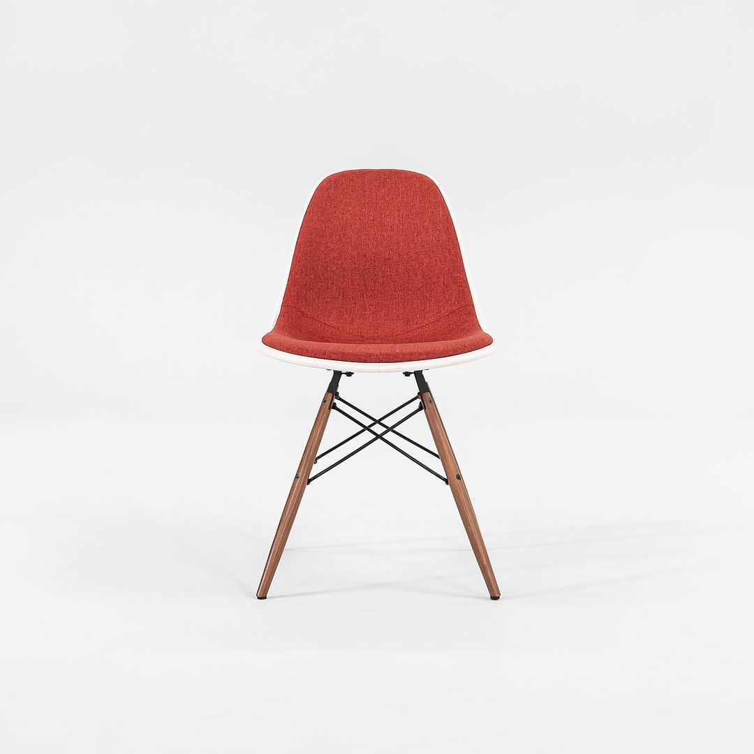 2016 DSW Side Chair with Dowel Base by Ray and Charles Eames for Herman Miller in Red/Orange Fabric 3x Available