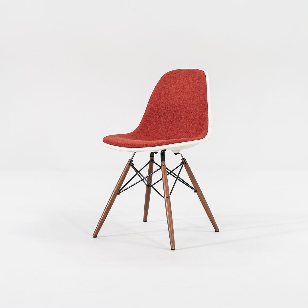 2016 DSW Side Chair with Dowel Base by Ray and Charles Eames for Herman Miller in Red/Orange Fabric 3x Available