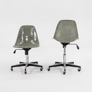 2010s Modernica Eames Fiberglass Side Shell Chairs with Rolling Office Bases in Green 15x Available