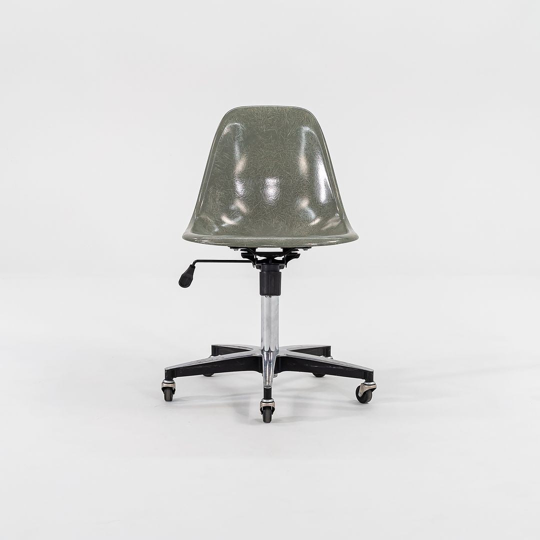 2010s Modernica Eames Fiberglass Side Shell Chairs with Rolling Office Bases in Green 15x Available