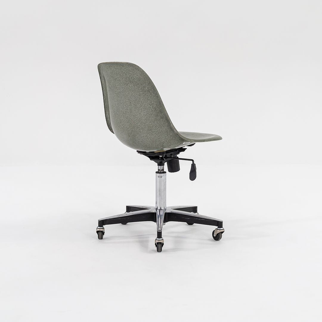 2010s Modernica Eames Fiberglass Side Shell Chairs with Rolling Office Bases in Green 15x Available